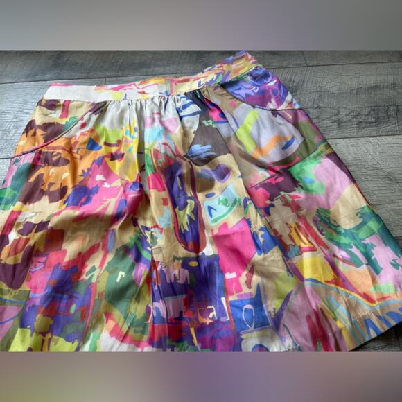 Anthropologie Rohit Gandhi + Rahul Khann- silky skirt- mini, XS , abstract color - Picture 2 of 11